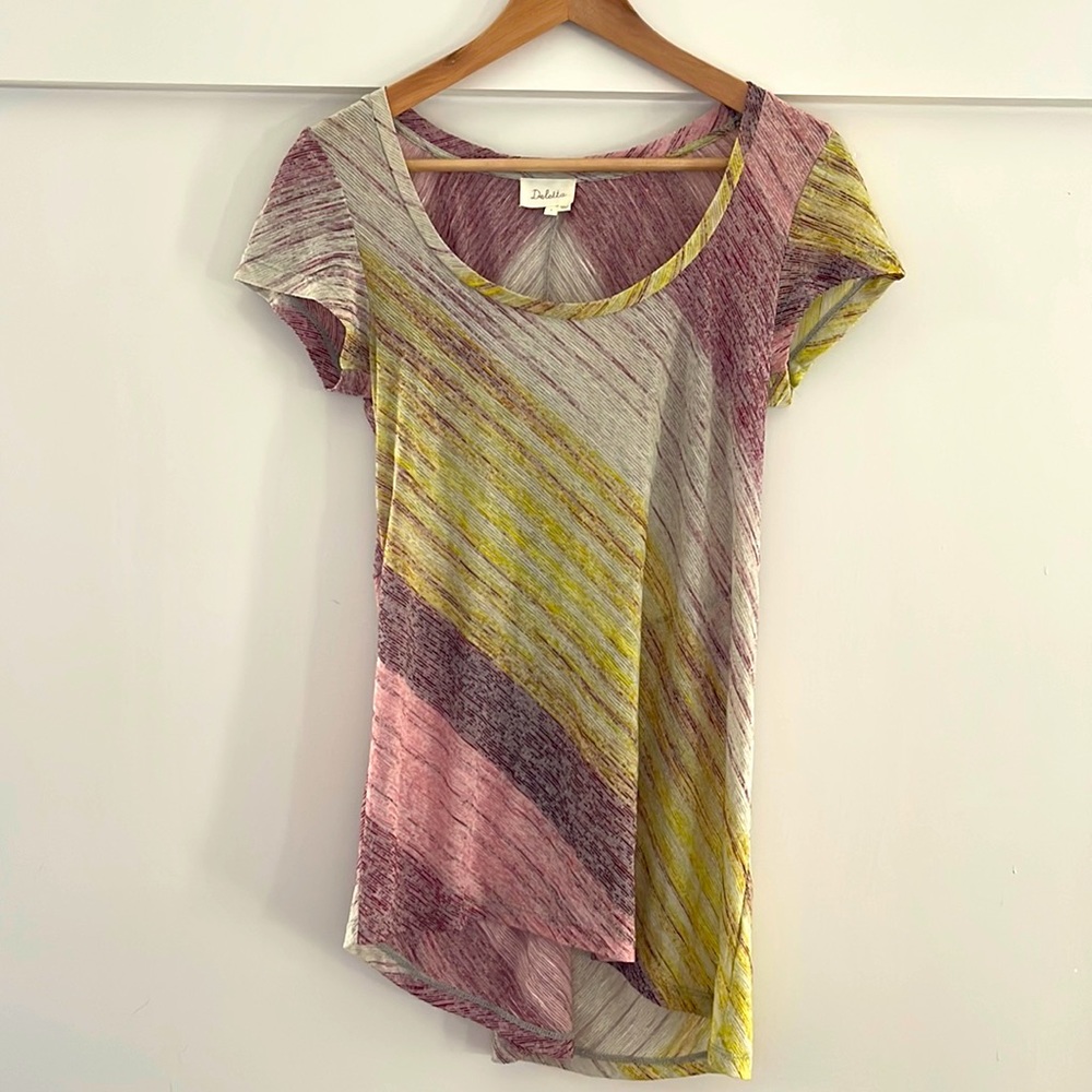 Anthropologie DELETTA Diagonal Stripes Twist Back Blouse Small